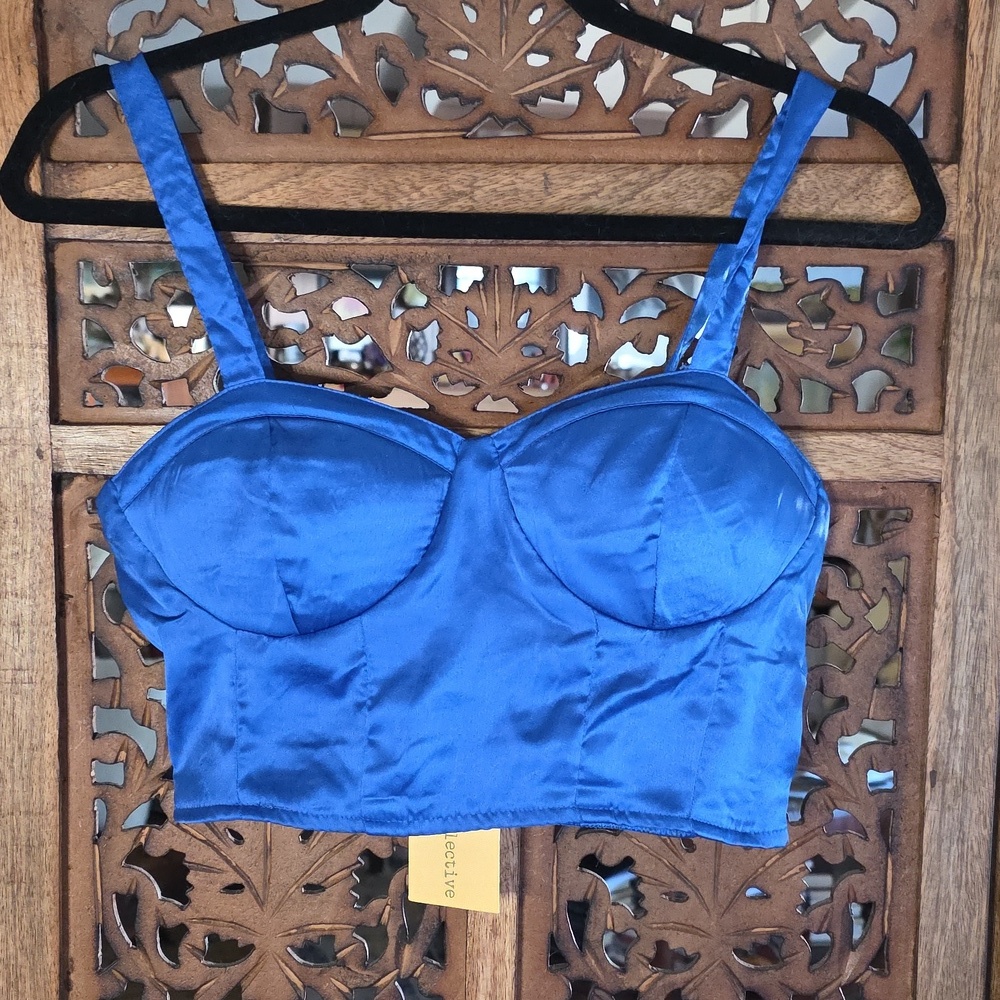 Elegant Blue Satin Bustier by BOG Collective